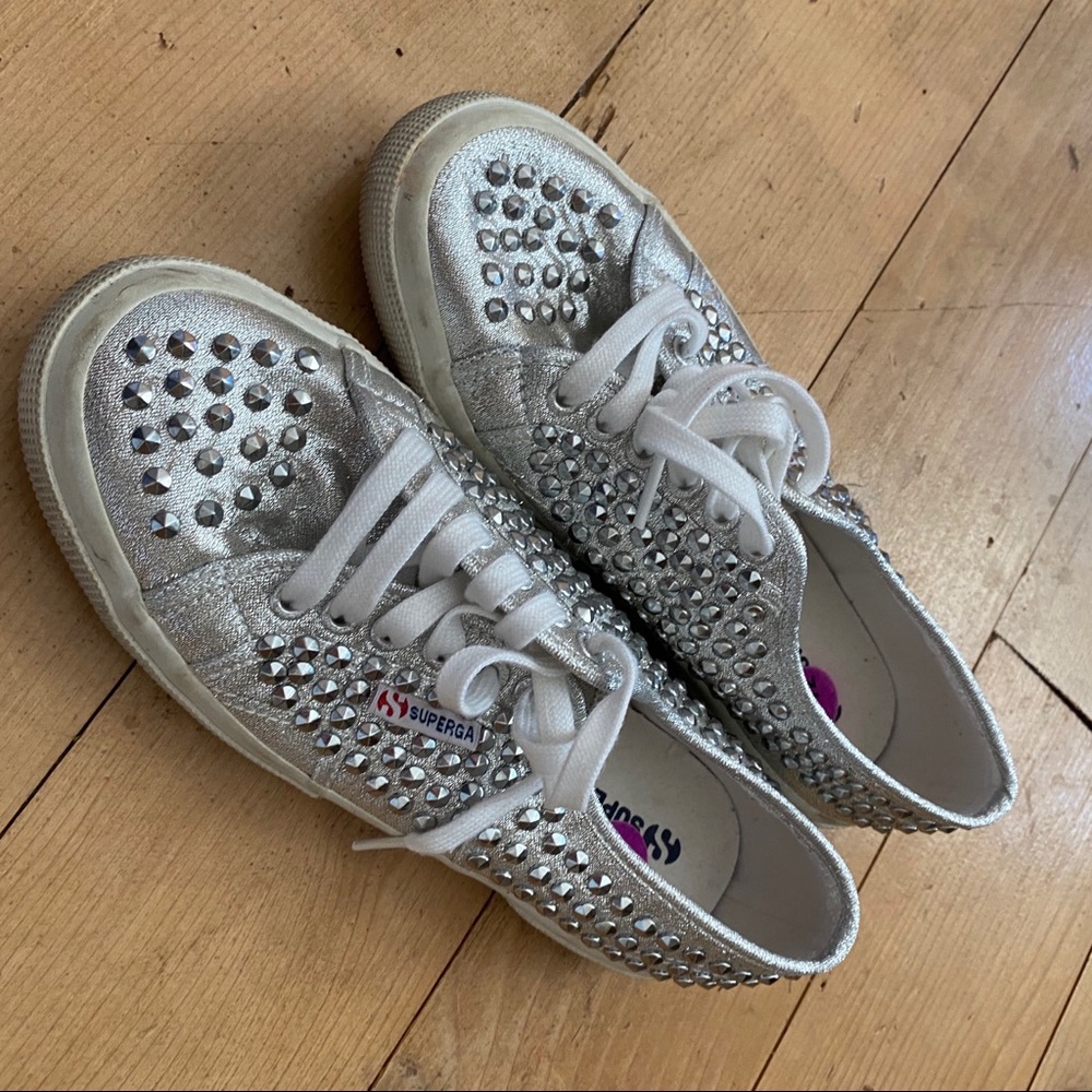 Silver Superga Studded Low-Top Sneakers 8.5